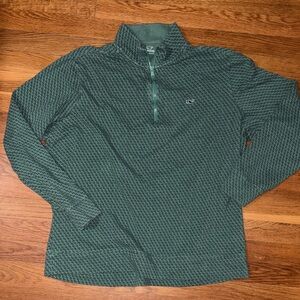 Vineyard Vines Men's Patterned Green Zip-Up Sweater